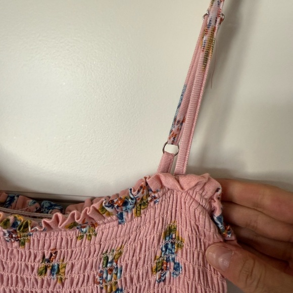 Urban Outfitters Women’s Out From Under Pink Rose Floral Smocked Bodysuit - Picture 11 of 11